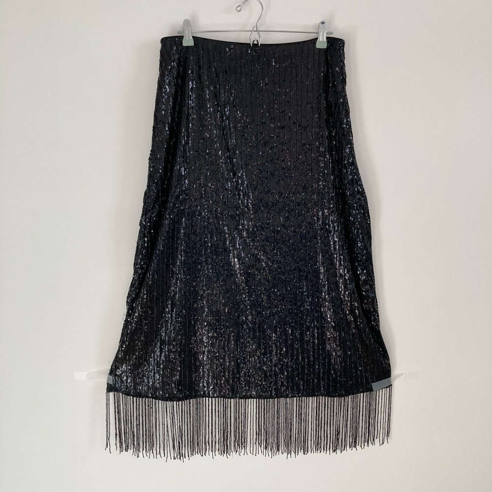 H&M Beaded Sequin Fringe Skirt Size 12 New - Picture 2 of 12